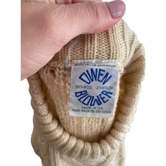 Vintage Hand-Framed Wool Fisherman Sweater Cable Thick Chunky Knit Size M - Picture 5 of 7